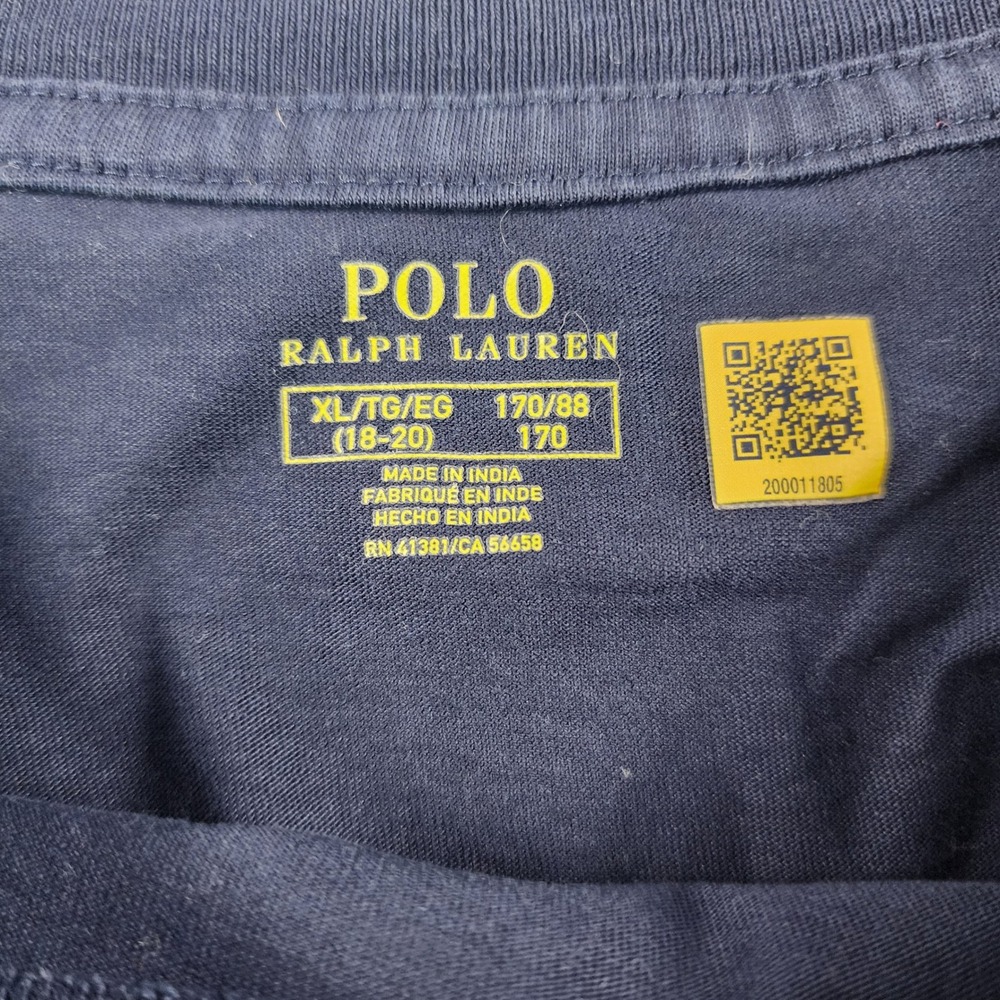 Polo Ralph Lauren Boys XL 18-20 Big Pony Plaid Patchwork Long Sleeve Navy Shirt - Picture 4 of 7